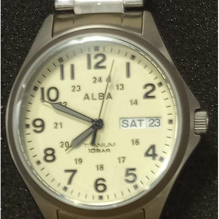 [New and unused item] SEIKO ALBA AQPJ401 Cream Dial Titanium Military Field Watch