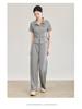 Elegant Beaded Neck Tencel Linen Vest & Wide-Leg Pants Set for Women - Spring Collection