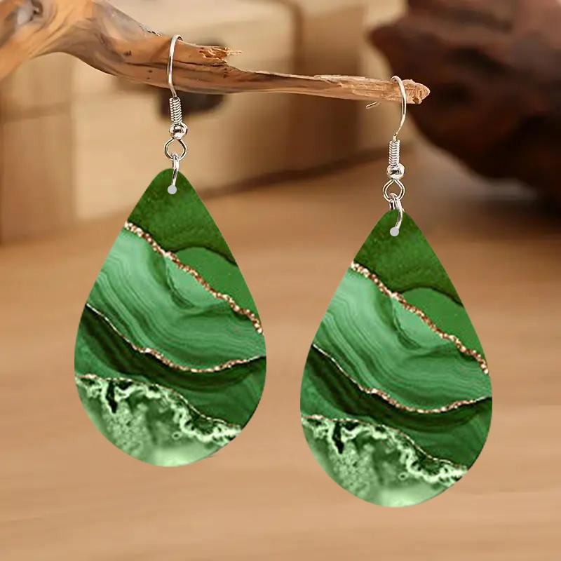 

Wood Trees Teardrop Earrings Colorful Forest Sunset Foliage Double-Sided Dangle Earring For Women Girls Lightweight EarringsGift