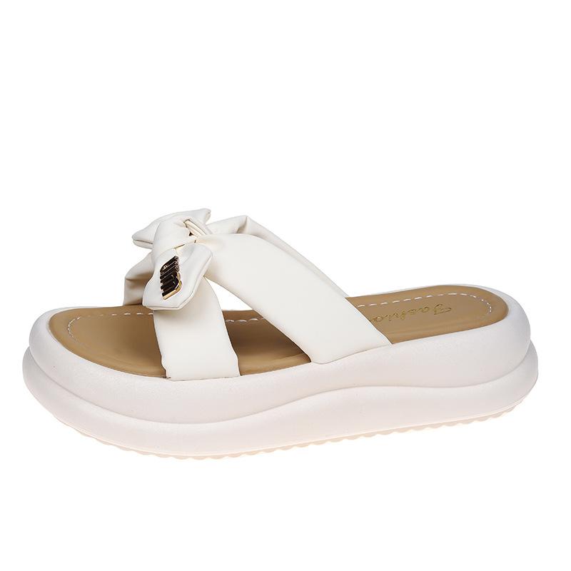 Platform slippers women's summer wear fashion 2025 new one-pedal beach sandals with skirt cool slippers