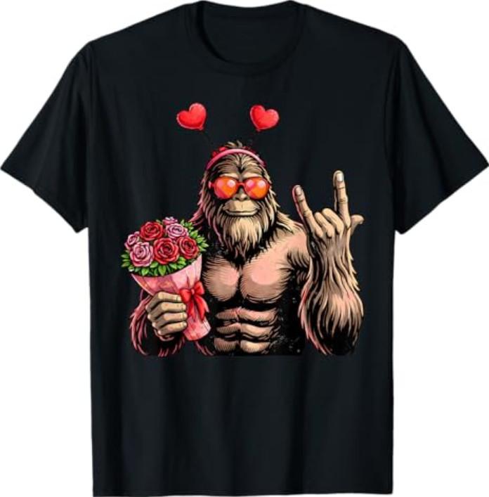 Funny Valentines Day Bigfoot Heart Sasquatch T-Shirt
