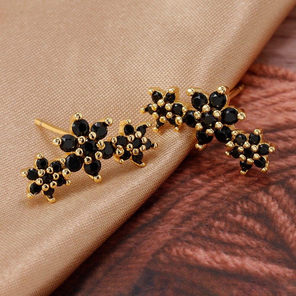 

Изысканные серьги-гвоздики с цветочным цирконом для женщин, геометрические серьги со звездами из нержавеющей стали, вечерние, день рождения, рождественские украшения, подарки