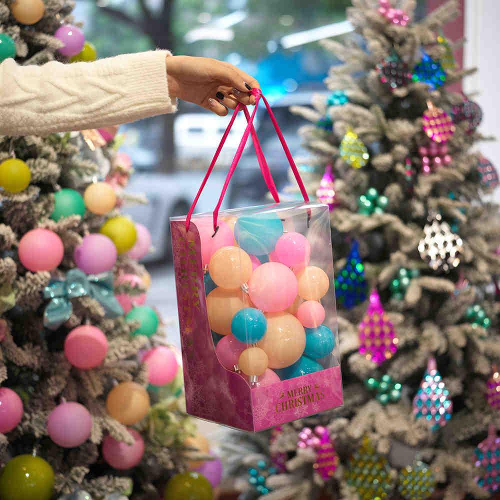2026 Pink Macaron Christmas Tree Ornaments - Holiday Hanging Decorations