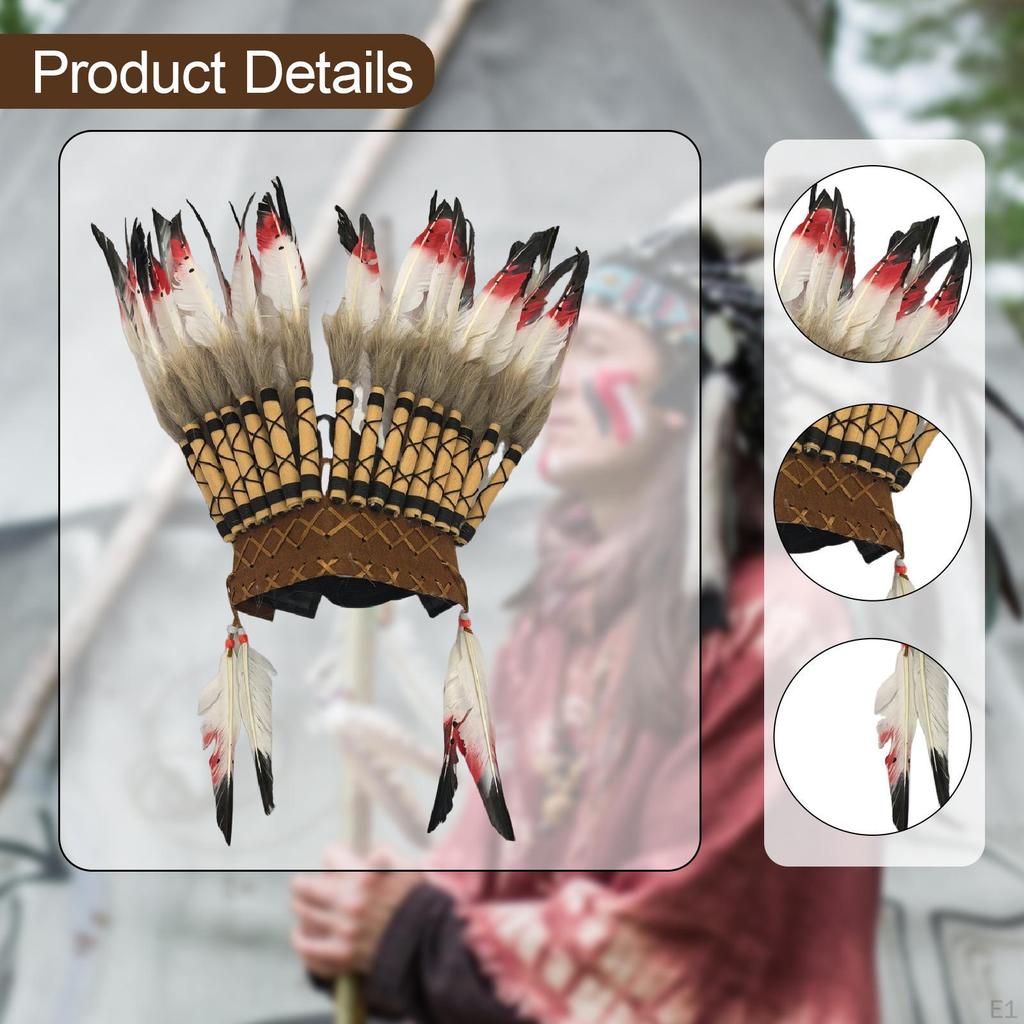 Indischer Federkopfschmuck Cosplay Deko Kopfschmuck für Feiertage Tanzshow