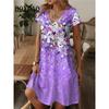 Abiti Estivi Taglie Forti Donna Vintage Floreale Stampa 3D Abito Casual Scollo a V Manica Corta Abiti Larghi Abbigliamento Donna