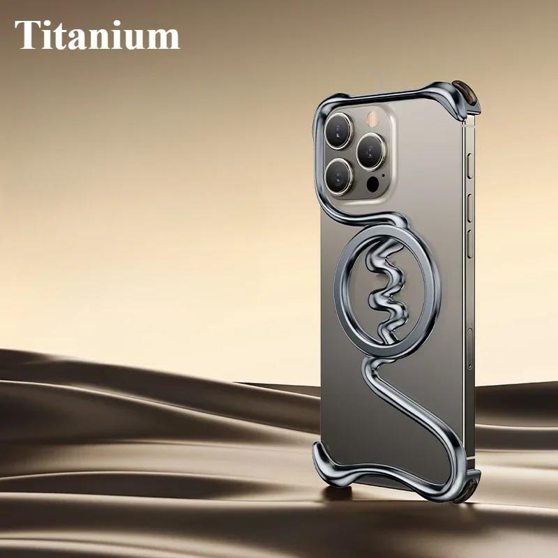

Eary Minimalist for iPhone 16 Pro Max Phone Case for Magsafe Magnetic Kickstand Metal Frameless Bumper Drop Protection 16 Cover For iPhone 16 Pro Max&aluminum