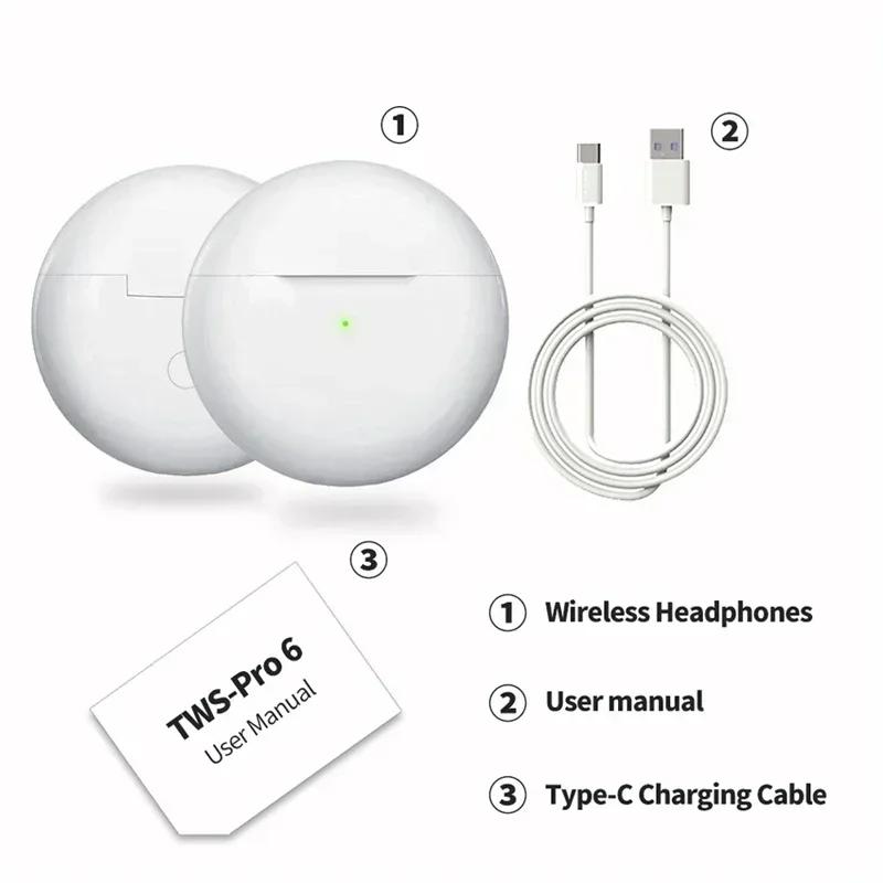 Căști wireless originale Air Pro 6 TWS Căști Bluetooth Fone Căști pentru microfon Căști intraauriculare Pro6 Căști sport căști pentru Xiaomi