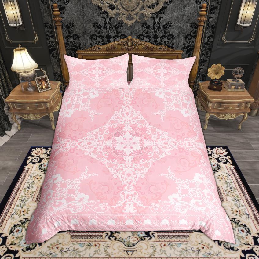 

Homewish Bohemian Damask Duvet Cover Set 2pcs/3pcs, Hippie Vintage Floral Bedding, Boho Retro Flower Bed Set DE XS 100x135cm 2pcs&set