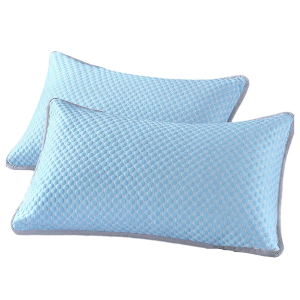 

2 Pcs Washable Cool Ice Bean Pillowcase Skin-friendly Pillow Protecter Rental House синий