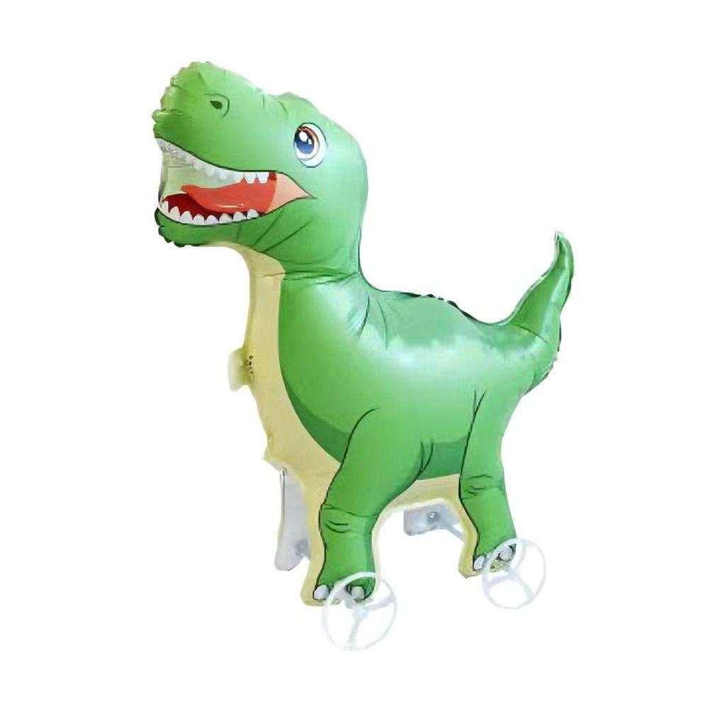 Movable Design 4D Dinosaur Balloons Drawing Foil Animal Balloon Standing Foil Balloons With Wheels Cartoon Standing Balloons
