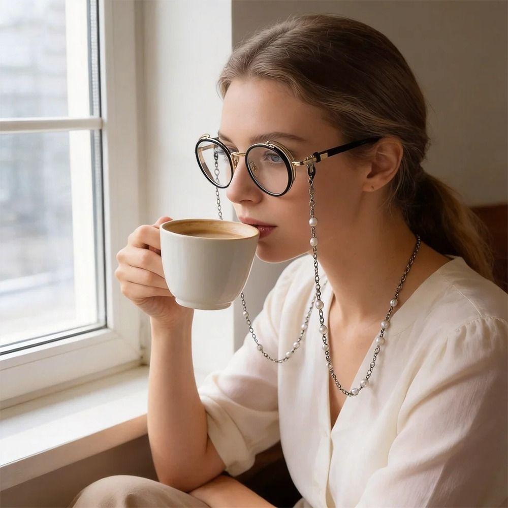 Pearl Sunglass Chain Hanging Cord Glasses Chain Trendy Mask Strap  Outside Casual