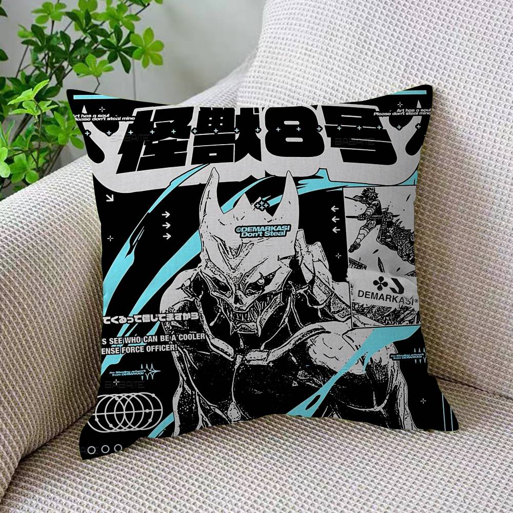 Powerful Monster Comics K-Kaiju No.8 Pillow Covers Cartoon Sofa Decorative Home Double-Sided Printing Short Plush Cushion Cover