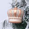 2 Pcs Christmas Crown Ornaments Vintage Style Plastic Red Green/Goldem