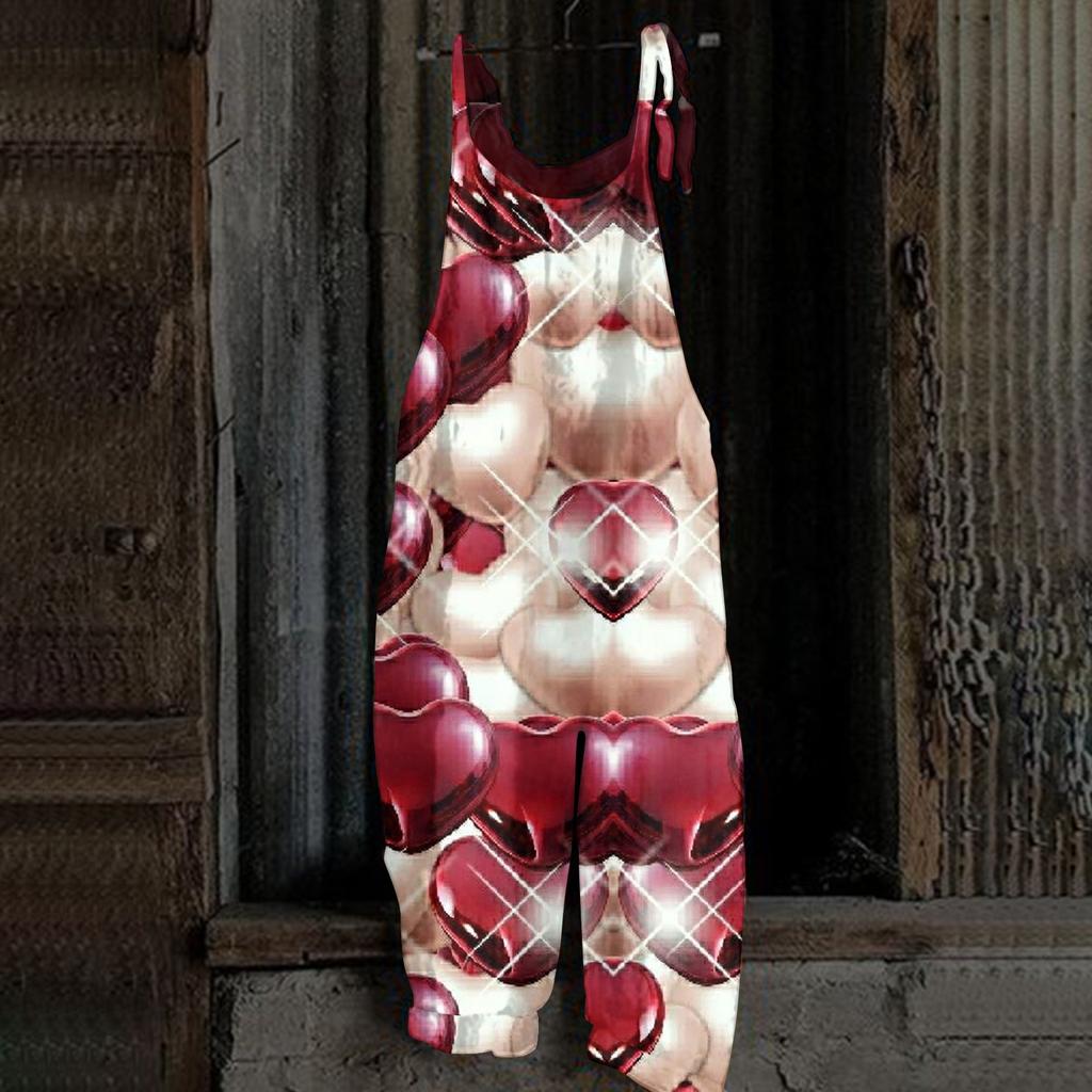 Kombinezon damski Nadruk Casualowy Luźny Vintage Ramiączka Bawełna Len