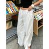 Women Elastic Drawstring High Waist Wide Leg Pants With Pockets Loose Fit Lightweight Casual Trousers For Summer