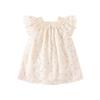 Jaydyequ Baby Girl's Bodysuit, Short Sleeve Summer Coverall Romper, Floral Print, Beige, 90cm, Perfect for Newborns, Shrine Visits, Shichi-Go-San, Bir