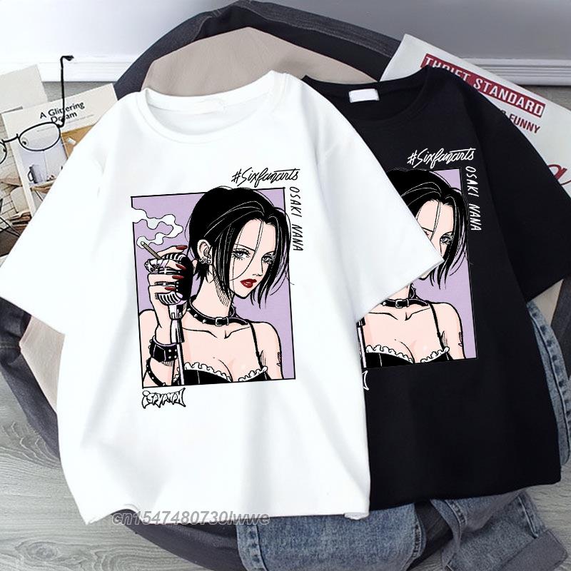 Japanese Anime Unisex TShirt Osaki Nana TShirt Unisexs Kawai Nana Pattern TShirt Harajuku 100 Cotton Top Unisex Unisex TShirt