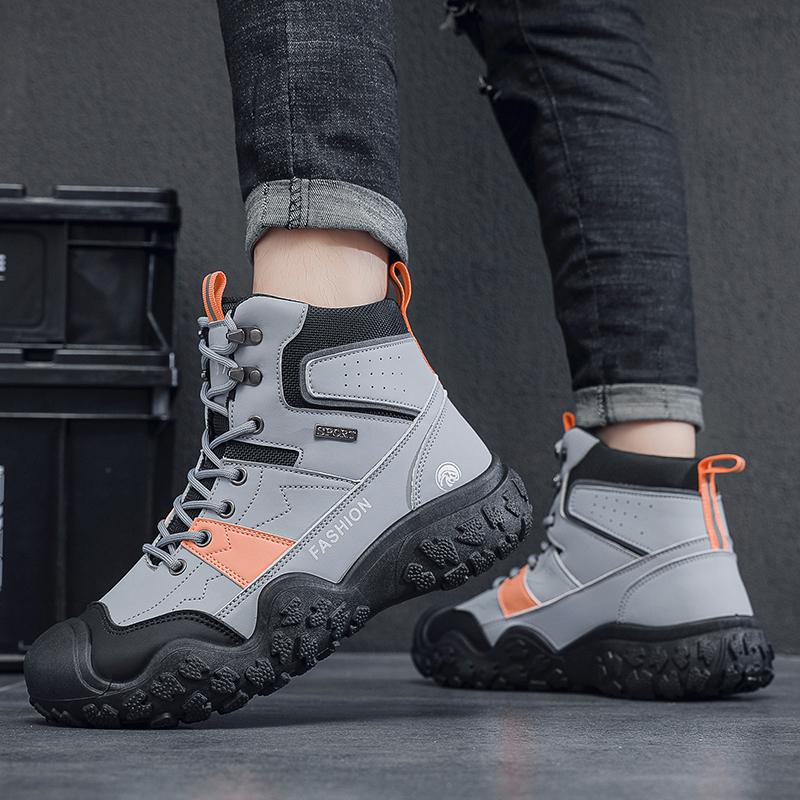 Men's boots autumn and winter new high top outdoor boots anti slip soft sole comfort hiking boots fashion casual workwear boots