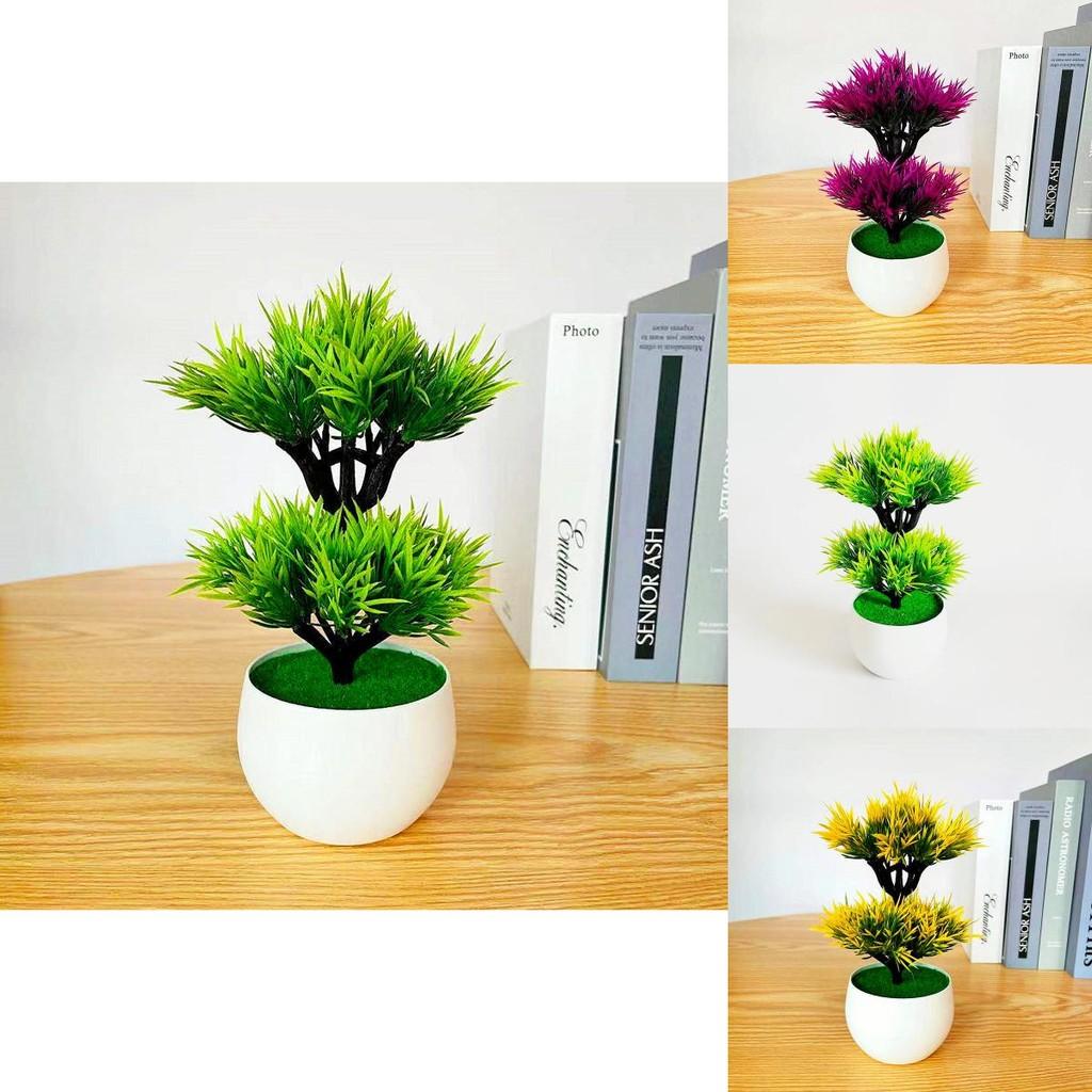 Plastic Artificial Green Plant With Double Layer Feathery Foliage For Home Decor And Office Display
