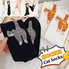 1/2 Paar Süße Katzensocken mit Bällen Lustige Weiche Baumwollsocken Atmungsaktiv Mittellange Socken Neuartige Geschenke für Damen Mädchen Katzenliebhaber