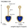 Colorful Heart Glass Stone Tassel Earrings & 18K Gold Plated Stainless Steel Necklace