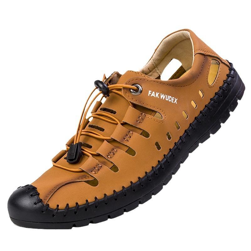 Sandals Men's Hole Shoes Summer Fashion Trend Bag Head Wading Hollow Breathable Soft Sole Casual Beach Shoes