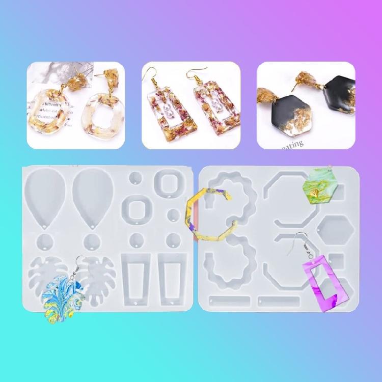 Earring Casting Moulds with Earring Hooks Jump Rings for DIY Resin Jewelry Craft