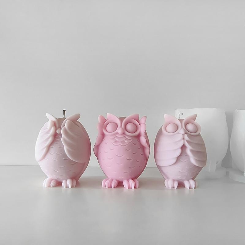 3D Owl Silicone Candle Mold DIY Scented Candle Wax Molds Handmade Plaster Resin Soap Making Craft Mold Desktop Ornament