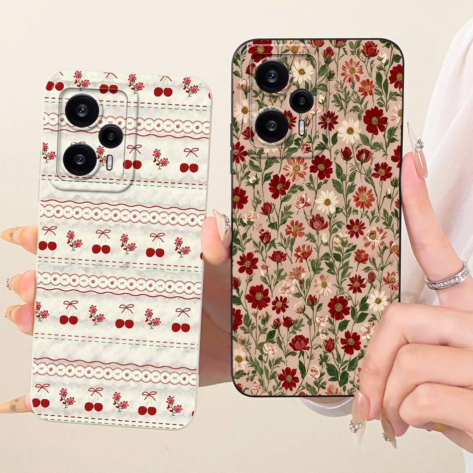 For Xiaomi Redmi Note 12 Turbo Cute Cat Flower Cartoon Phone Case For Redmi Note12 Turbo Shockproof Soft Silicone Bumpers