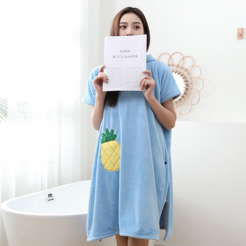 Quick-Dry Coral Fleece Hooded Cloak Bathrobe for Adults and Kids