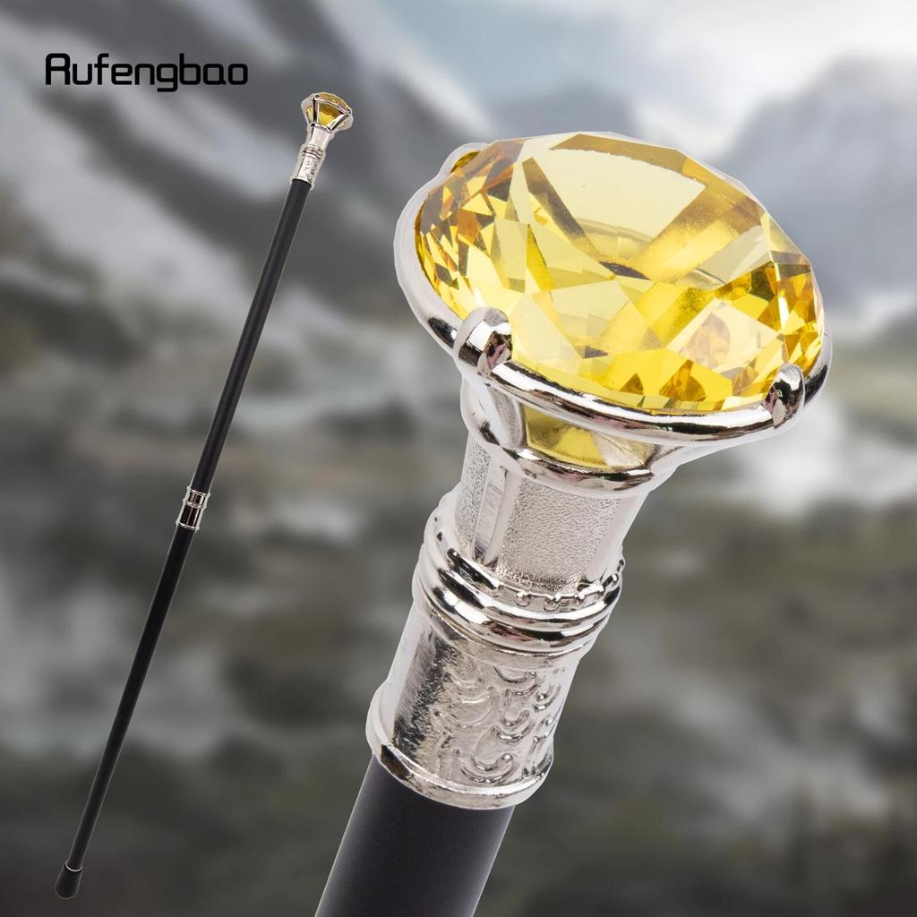 Gelber Diamant Typ Weiß Gehstock Mode Dekorative Gehstock Gentleman Elegant Cosplay Stock Knauf Krummstab 93cm
