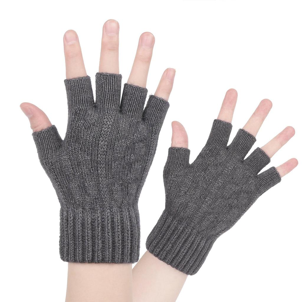 Alpaca Wool Unisex Half-Finger Gloves: Autumn & Winter Thickened Warm Knit, Cold-Proof.