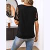 Women's Summer T-shirt Elegant Knit Spell Lace Round Neck Loose Mesh Splicing Short Sleeve Top