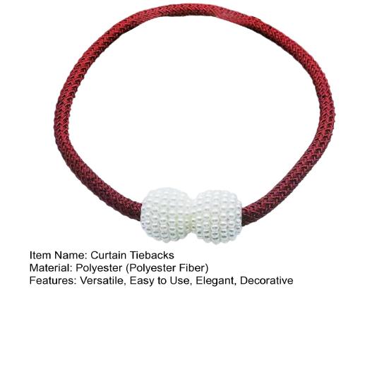 Umbra Studio 1 Pair Faux Pearl Curtain Tiebacks, Elegant Beaded Holdbacks, Woven Rope Decorative Drapery Holders for Living Room Bedroom Kitchen