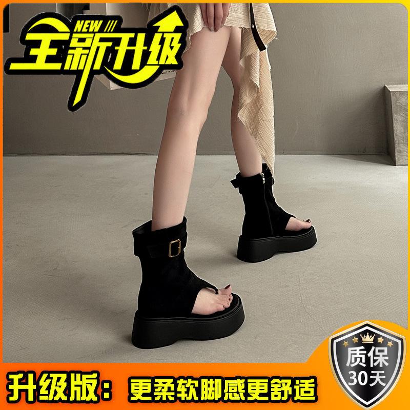 Fashion versatile casual retro toe cool boots women's 2025 summer new versatile temperament simple outer wear stacking boots