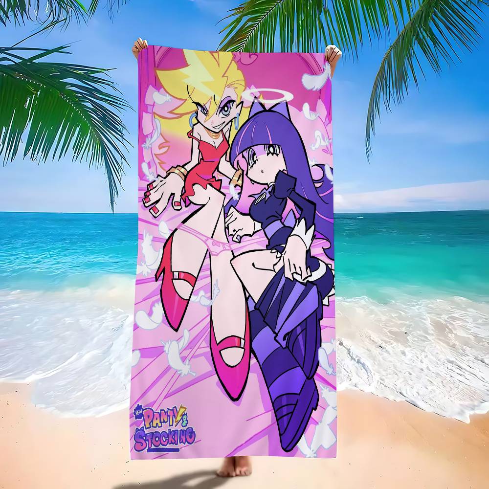 Anime P-Panty And Stocking Microfiber Blanket Quick Drying Beach Towels Oversized Printing Super Absorbent Pool Towel Blanket