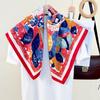 European and American Multi-color Splicing Simulation Silk 91 Square Scarf Women's Personality Niche Creative Multi-element Printing Shawl Tide