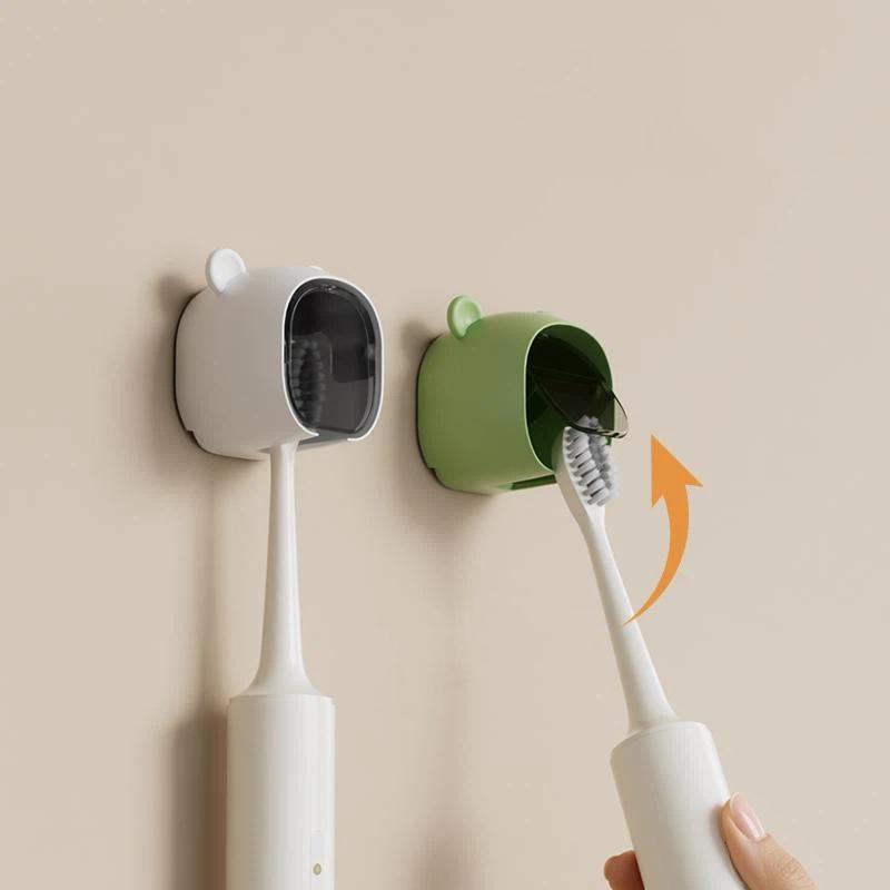 Toothbrush Holders For Bathroom Wall-Mounted Toothbrush Storage Rack With Lid Hanging Electric Toothbrush Holder