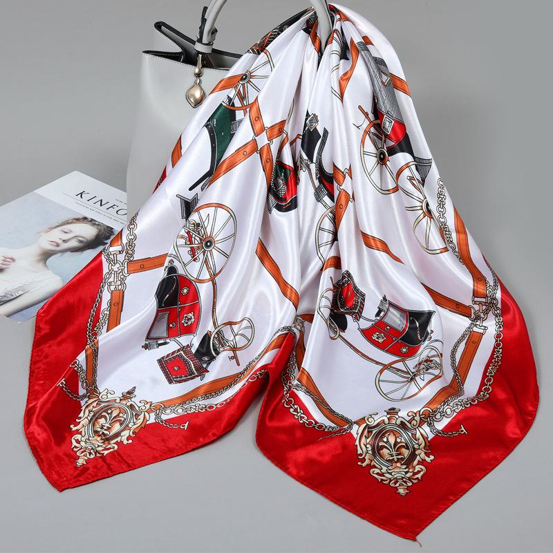 90 Square Scarves, Silk Scarves, Women's New Spring and Summer High-end Sense Versatile, Thin Scarves, Shawls Outside