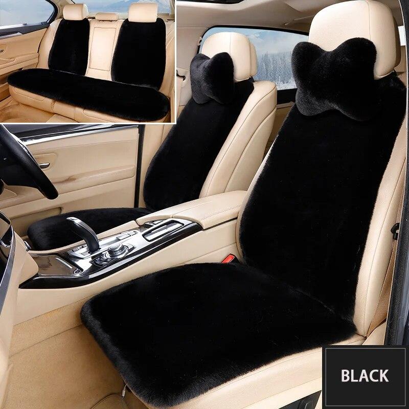 

Универсальный размер, плюшевый меховой чехол для автомобильного сиденья, чехол для салона автомобиля, передняя и задняя подушка автомобиля, 5 защитных подушек для сидений 9-pcs black