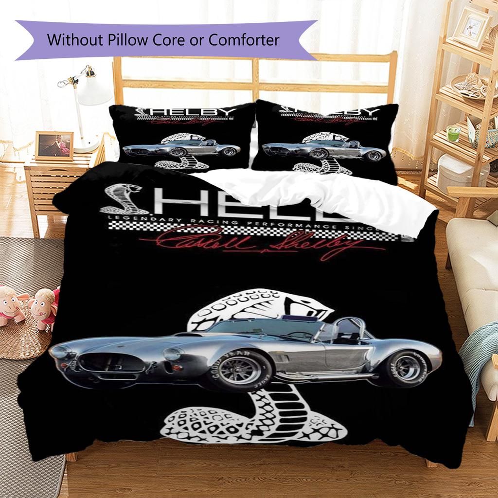 Shelby Racing Pattern Bedding Set Quilt Cover Pillowcase Home Decor Gift (1 * duvet cover + 2 * pillowcase, without core)