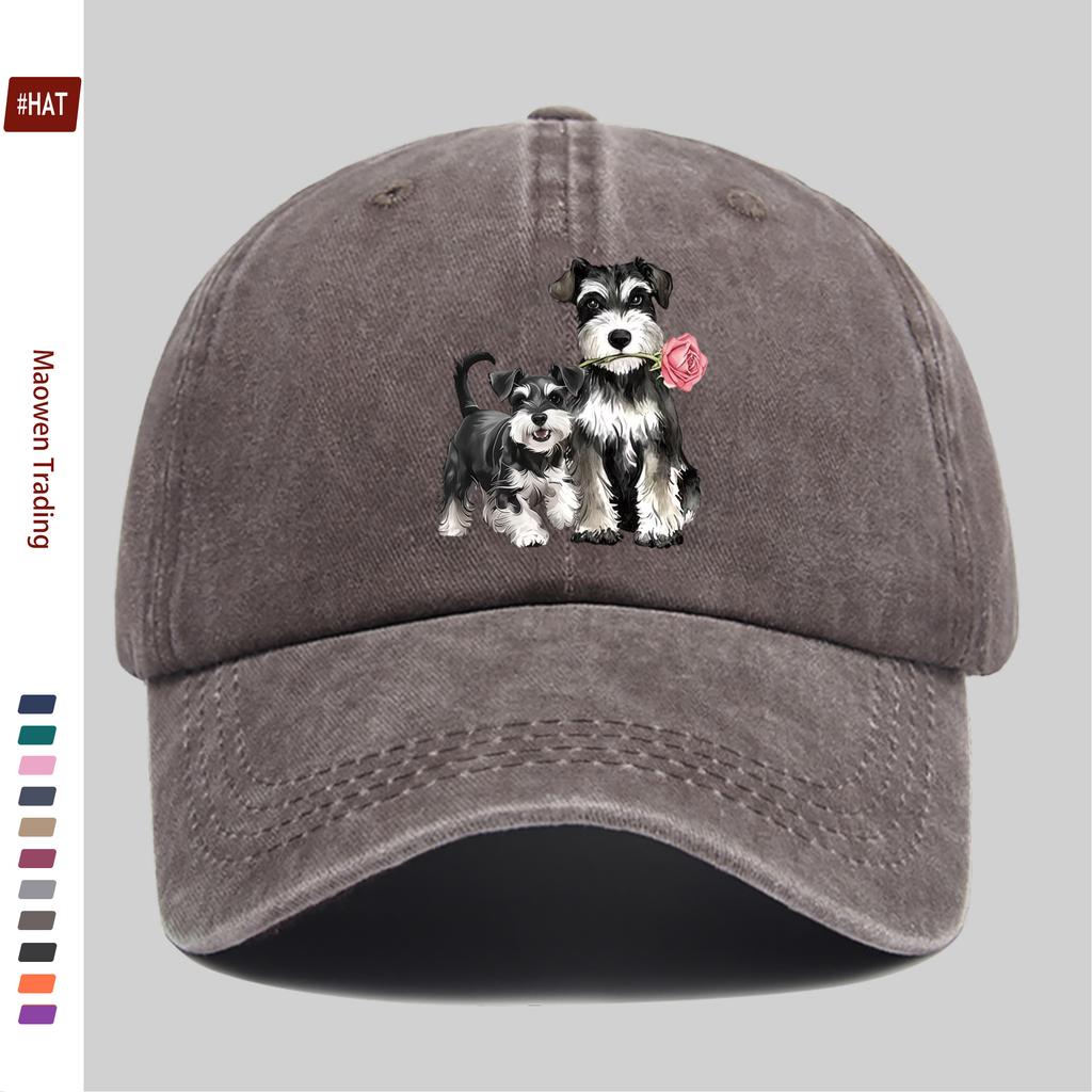 Pc Cute Schnauzer Pet Dog Pattern Printed Baseball Cap Unisex Sun Hat Multiple Colors Available Papa Hat Comfortable and Li