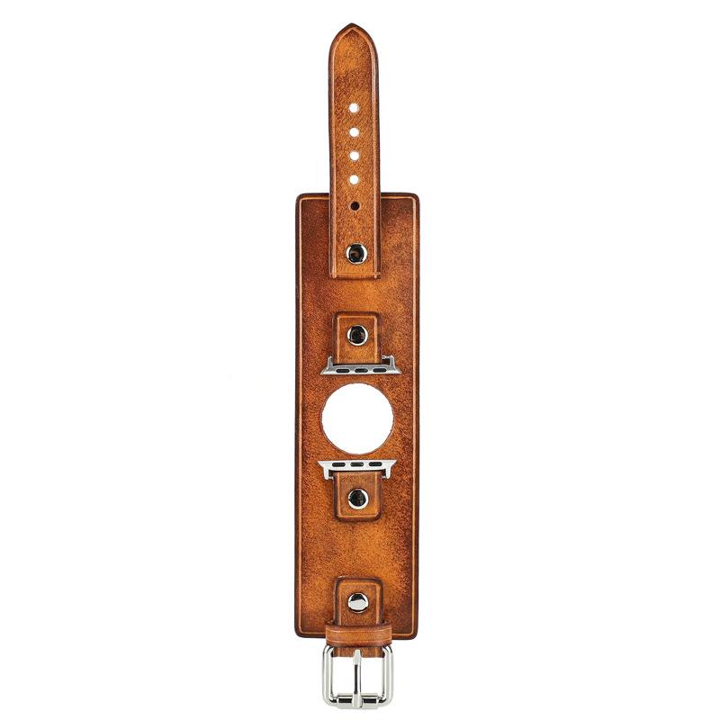 Compatible Leather Band for Apple Watch 12345678 - Genuine Unisex Cowhide Strap коричневый