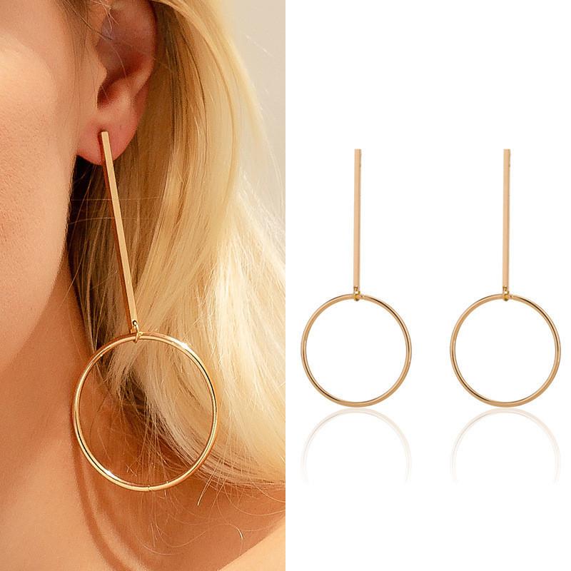 And Gold Silver Geometric Hoop Earrings Fashionable Minimalist Alloy Jewelry Women For