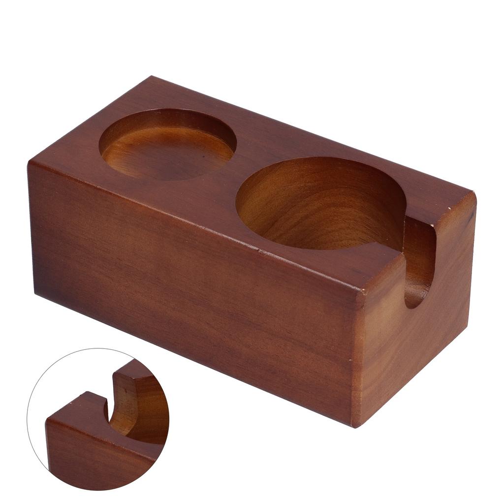 Uchwyt na tamper do kawy z 2 otworami Bukowy Podkładka Stojak na uchwyt do kawy do domu Restauracji Zewnętrzny