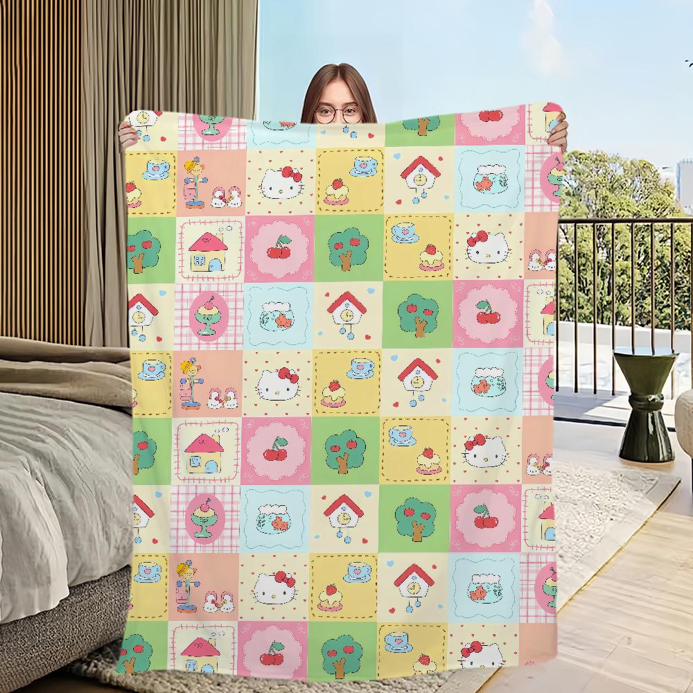 Blanket warm soft Hello plush K-KittyS cartoon kawaii blanket for cute sofa living room office bedroom travel gift Flannel