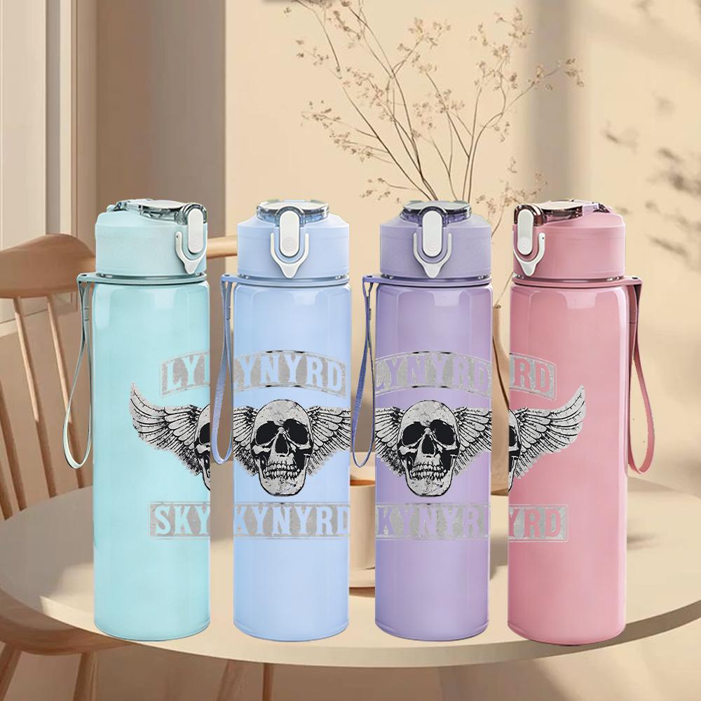 1PC Skull Wing Ornate Biker Retro Print 750ml Portable Sports Water Bottle Leakproof Gym Outdoor Travel Drink Cup