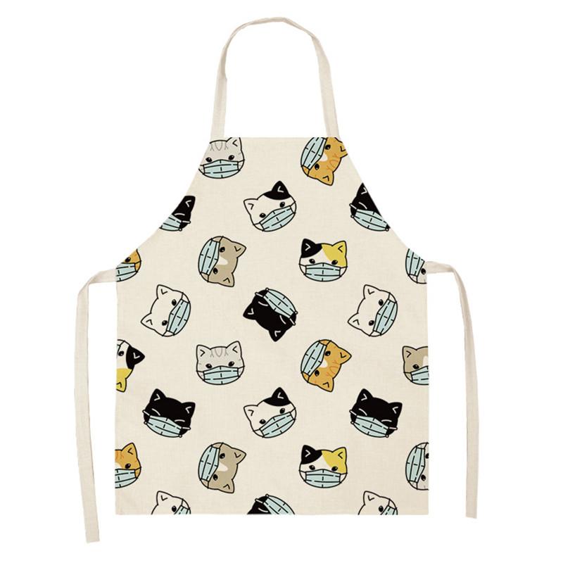 Cooking Home Kitchen Apron Cartoon Cat Print Sleeveless Color Apron Men Women Baking