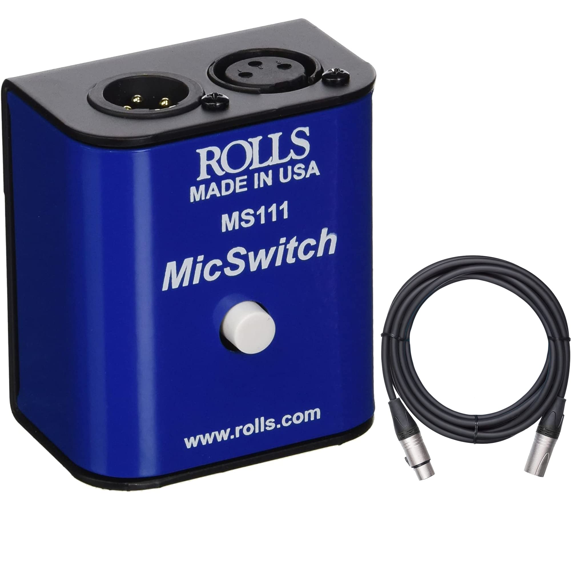

Rolls MS111 Microphone Switch On/Off Noise Free Mic Mute Switch with Premium XLR Cable 10ft