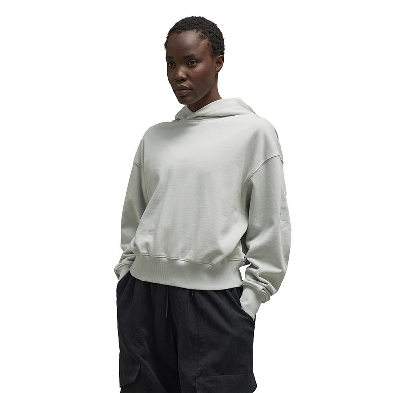 Y-3 Casual Short Pullover Hoodie Loose Long Sleeve Women Hoodies Light-Gray IP7676
